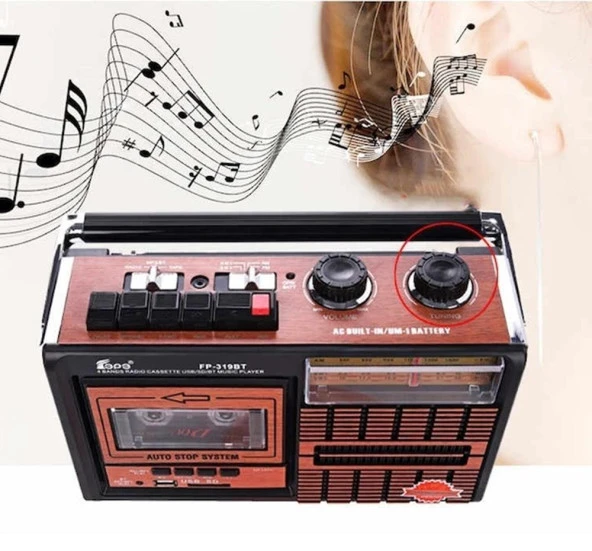 Nostaljik Kasetçalar 4 Bant Radyo,Usb Girişli,Fm Radyo,Bluetooth Bağlantılı-FP-319BT ürün görseli 1