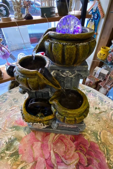 Feng Shui Su Şelalesi Akan Su Objesi Doğa Çok Renk Işık Küre Kabak ürün görseli 1