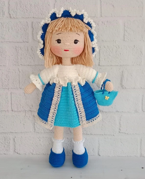Mavi Yaban Gülü Bebek Amigurumi Organik Oyuncak ürün görseli 1