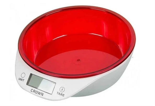 Crown Dijital Lüks Kefeli Mutfak Terazisi 5 Kg Çıkarılabilir Ölçü Kabı Terazi Tartı Gram ürün görseli 1