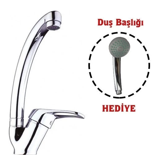 Mix Kuğu Mutfak Evye Batarya + Duş Başlığı Hediyeli ürün görseli 1