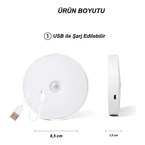 Şarjlı Sensörlü Gece Led Lambası Egonex - Resim 3