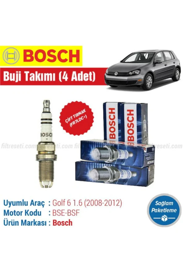 Bosch Vw Golf 6 1.6 Bosch ÇİFT TIRNAK Buji Takımı 2008 2009 2010 2011 2012 ürün görseli 1
