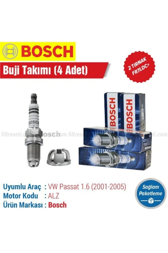 Bosch Volkswagen  Passat 1.6 Bosch ÇİFT TIRNAK  Buji Takımı 2001 2002 2003 2004 2005 ürün görseli 1