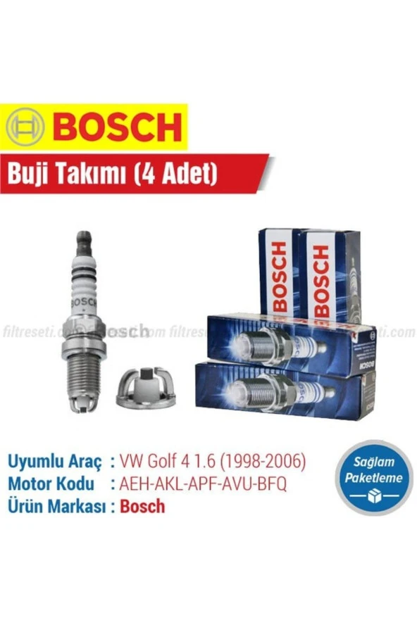 Bosch Vw Golf 4 1.6 Bosch Buji Takımı ÇİFT TIRNAK 1998 1999 2000 2001 2002 2003 2004 2005 2006 ürün görseli 1