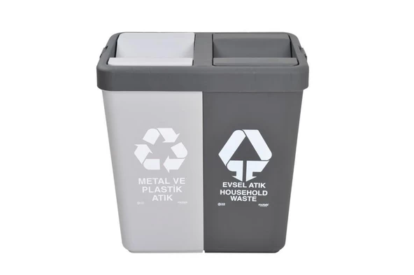 Motek Geri Dönüşüm Metal Plastik Evsel Atık Çöp Kovası 80Lt-MPE416 ürün görseli 1