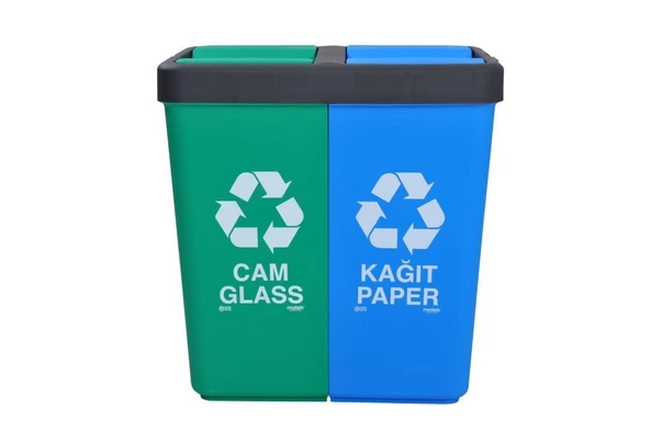 Motek Geri Dönüşüm Cam Kağıt Atık Çöp Kovası 80Lt-CK415 ürün görseli 1