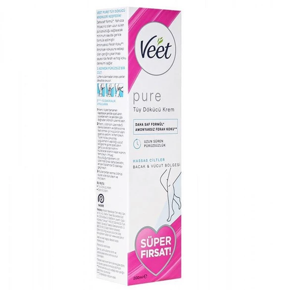 Veet Pure Hassas Ciltler İçin Tüy Dökücü Krem 200 ml ürün görseli 1