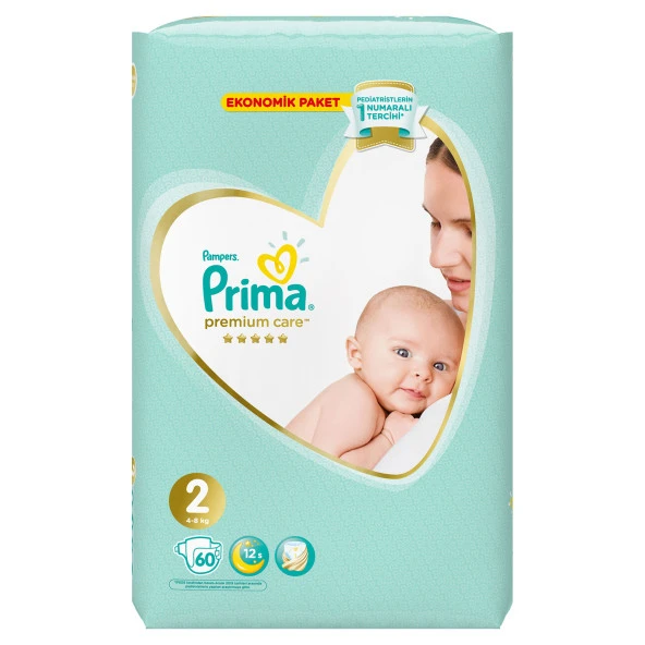 Prima Bebek Bezi Premium Care 2 Beden Jumbo Paket 60 Adet ürün görseli 1