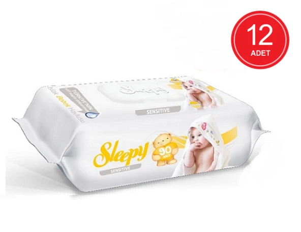 Sleepy Sensitive 90'lı Islak Havlu 12'li Paket Toplam 1080 Yaprak ürün görseli 1