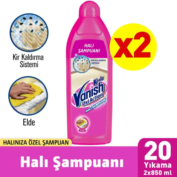 Vanish Kosla Ekstra Hijyen Elde Halı Yıkama Şampuanı 2 x 850 ML ürün görseli 1