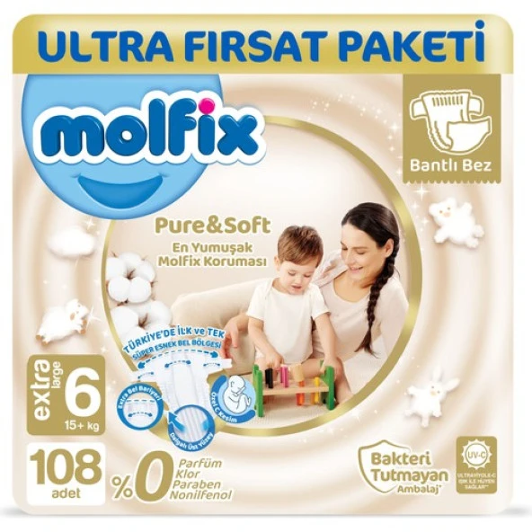 Molfix Pure&Soft 6 Beden E.large Ultra Fırsat Paketi 108 Adet ürün görseli 1