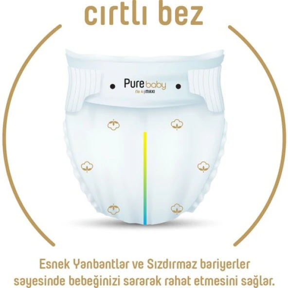 Pure Baby Organik Pamuklu Cırtlı Bez 4'Lü Paket 1 Numara Yenidogan 256 Adet ürün görseli 1