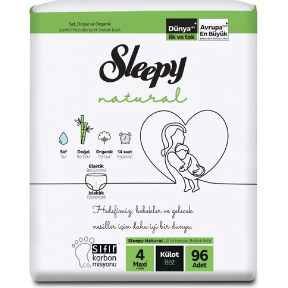 Sleepy Natural 4 Lü Jumbo Külot Bebek Bezi Maxi 4 Numara 96 Adet ürün görseli 1