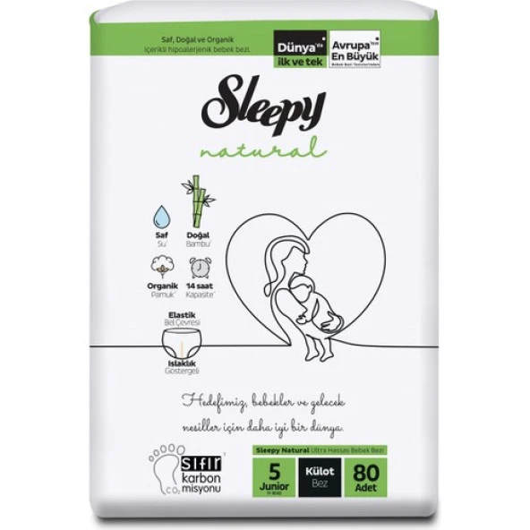 Sleepy Natural Jumbo Külot Bebek Bezi Junior 5 Numara 80 Adet ürün görseli 1