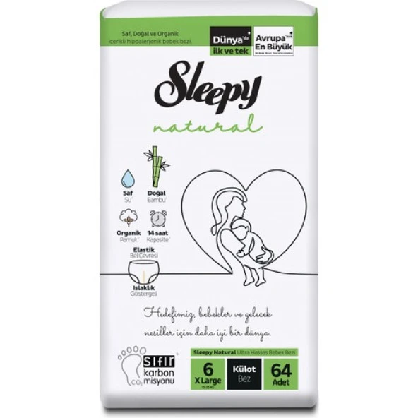 Sleepy Natural 4 Lü Jumbo Külot Bebek Bezi Xl 6 Numara 64 Adet ürün görseli 1