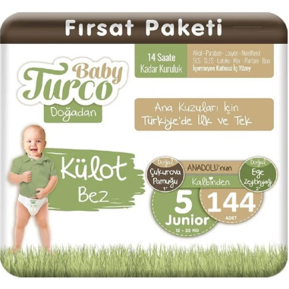 Baby Turco Doğadan Külot Bez 5 Numara Junıor 144'LÜ ürün görseli 1