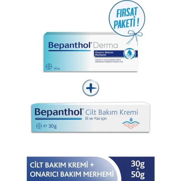 Bepanthol Onarıcı Bakım Kremi 50 g + Cilt Bakım Kremi 30 g ürün görseli 1