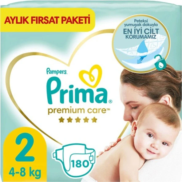 Prima Bebek Bezi Premium Care 2 Numara 180 Adet Aylık Fırsat Paket ürün görseli 1