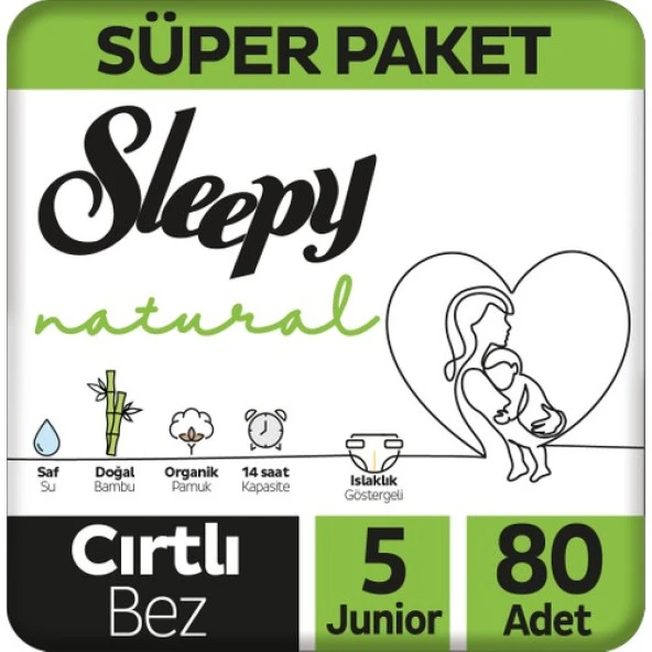 Sleepy Natural Süper Paket Bebek Bezi 5 Numara Junior 80 Adet ürün görseli 1