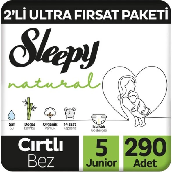 Sleepy Natural 2'li Ultra Fırsat Paketi Bebek Bezi 5 Numara Junior 290 Adet ürün görseli 1