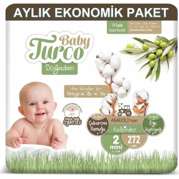 Baby Turco Bebek Bezi Aylık Paket 2 Numara 3-6 kg 272'li ürün görseli 1