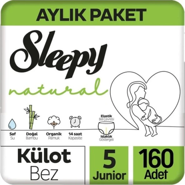 Sleepy Natural Külot Bebek Bezi 5 Beden Junior 4X2'li Jumbo 160 Adet ürün görseli 1