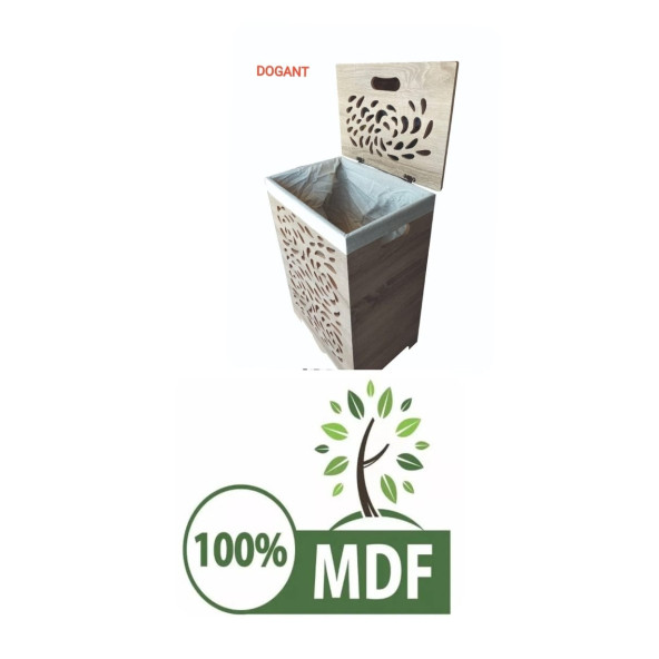 DOGANT %100 MDF AHŞAP  ÇAMAŞIR SEPETİ KAHVERENGİ ürün görseli 1
