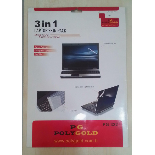 POLYGOLD PG-322  3 in 1 laptop koruma paketi (kapak-ekran-klavye) ürün görseli 1