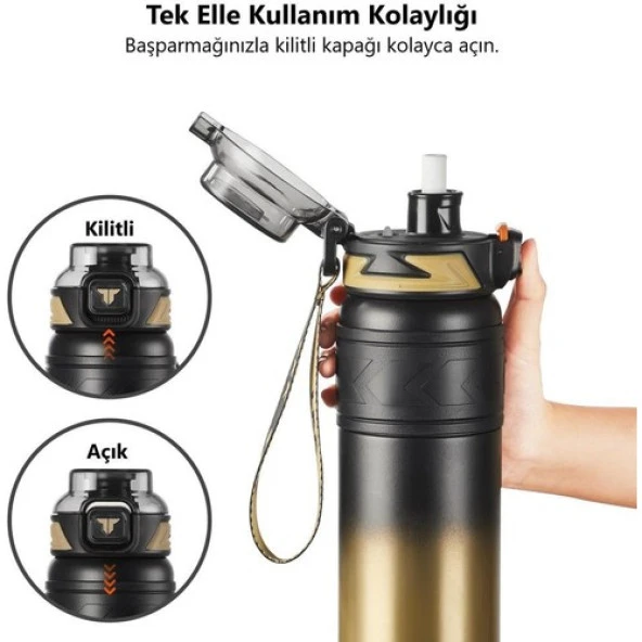Tkk Çelik Termos Matara 500ML Golden - Resim 4