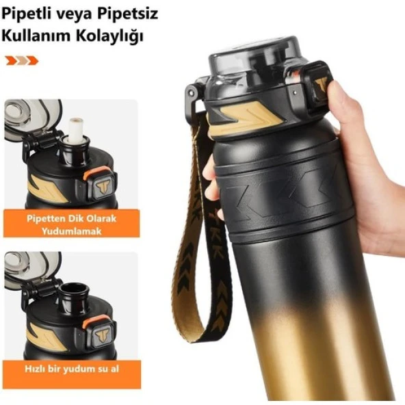 Tkk Çelik Termos Matara 500ML Golden - Resim 5