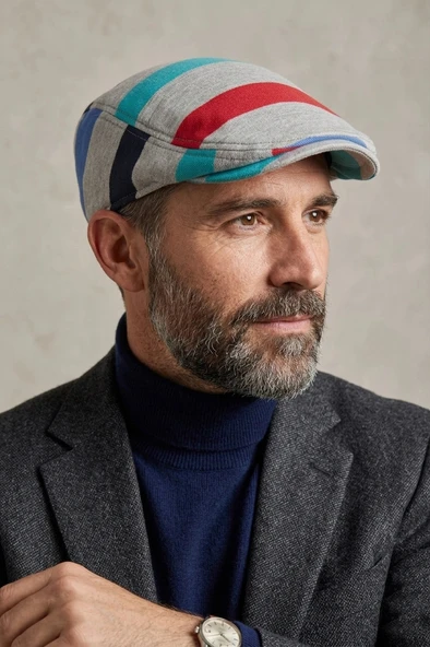 Erkek Çizgili Kasket Şapka | Retro Newsboy Cap - bayşapkacı-8281 ürün görseli 1