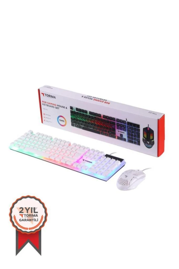 Torima TMK-03 Gaming Rgb Işıklı Kablolu Q Klavye Ve Mouse Seti Beyaz ürün görseli 1