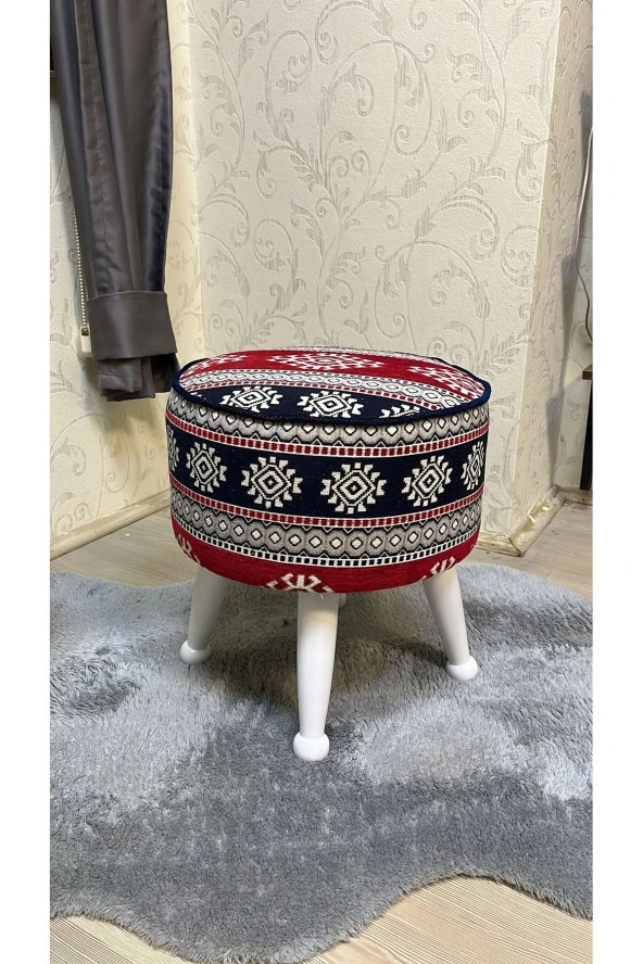 Asedia Miskin Lake Kilim Desen Yuvarlak Puf Ayakucu Tabure ürün görseli 1