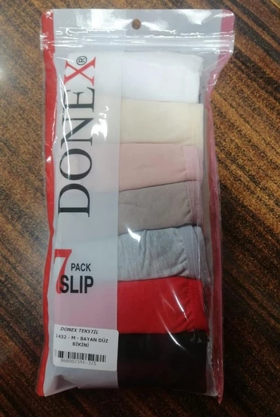 7 Adet Donex Bayan Düz Renk Bikini Slip Külot 1432 ürün görseli 1
