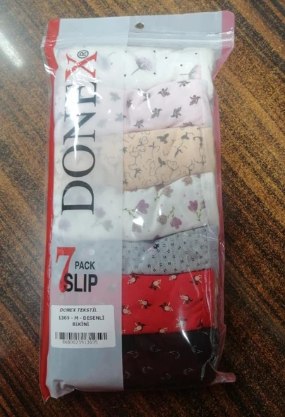 7 Adet Donex Bayan Desenli Bikini Slip Külot 1369 ürün görseli 1