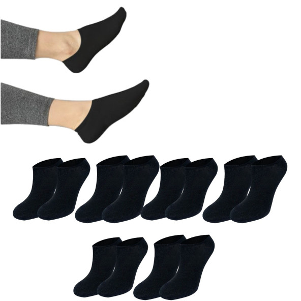 Kadın - Erkek - Unisex Düz Desen (6 ÇİFT) Pamuklu Beden Mevsimlik Terletmez Görünmez Çorap ürün görseli 1