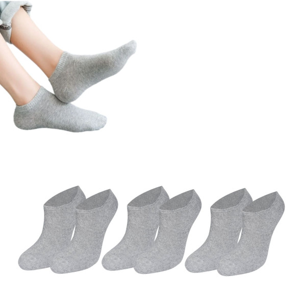 Unisex Düz Desen (3 ÇİFT) Pamuklu Terletmez Yazlık Görünmez Çorap Seti ürün görseli 1