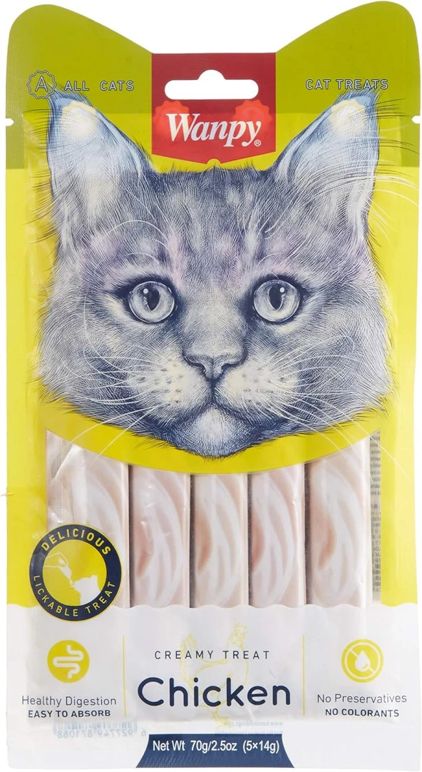 Wanpy Tavuk Krema Kedi Ödülü 5x14 gr RA-049 Likit Kedi Ödülü ürün görseli 1