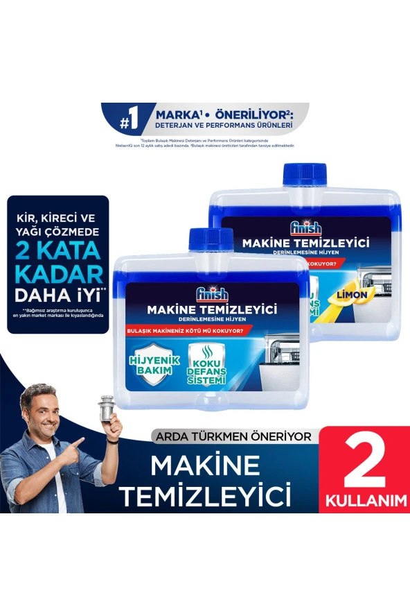 FİNİSH Bulaşık Makinesi Temizleyici, Koku Giderici Hijyenik Bakım Sıvısı 250 Ml X 2 ürün görseli 1