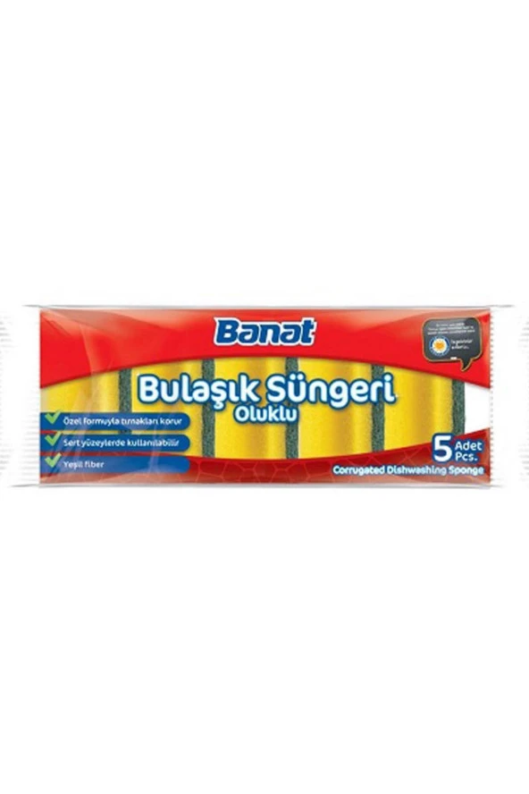 BANAT Bella Oluklu Bulaşık Süngeri 5'Li Paket ürün görseli 1