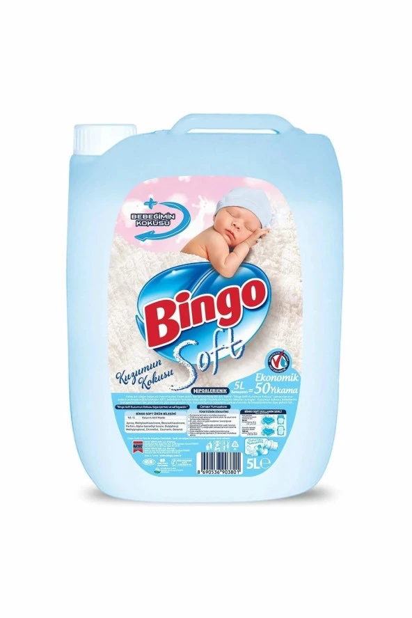 BİNGO Soft Sıvı Çamaşır Yumuşatıcı Kuzumun Kokusu 5 Lt 4 Adet ürün görseli 1