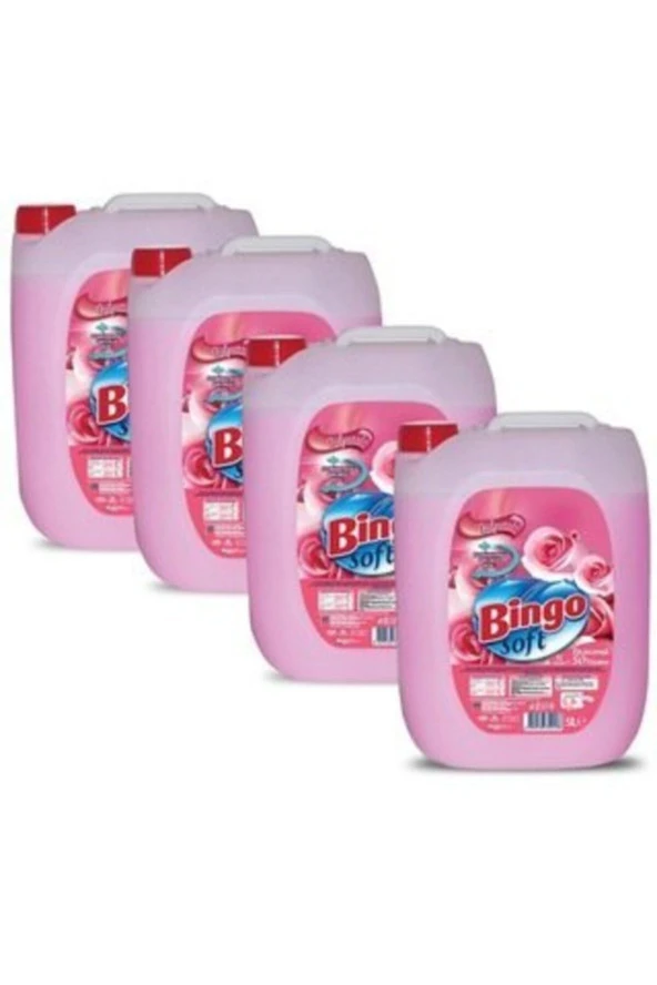 BİNGO Soft Yumuşatıcı Gülpembe 5 Litre Ekonomi Paketi 4'Lü ürün görseli 1