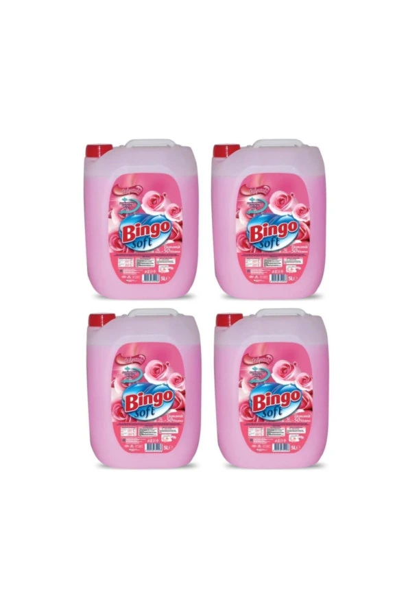 BİNGO Soft Sıvı Çamaşır Yumuşatıcı Gülpembe 4 Adet X 5 Litre ürün görseli 1