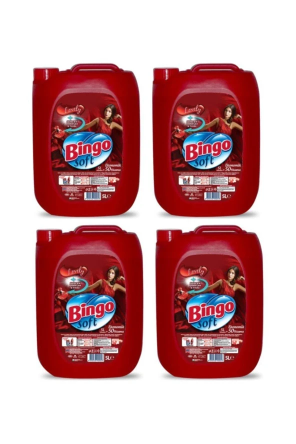 BİNGO Soft Sıvı Çamaşır Yumuşatıcı Kırmızı Lovely 4 Adet X 5 Lt ürün görseli 1