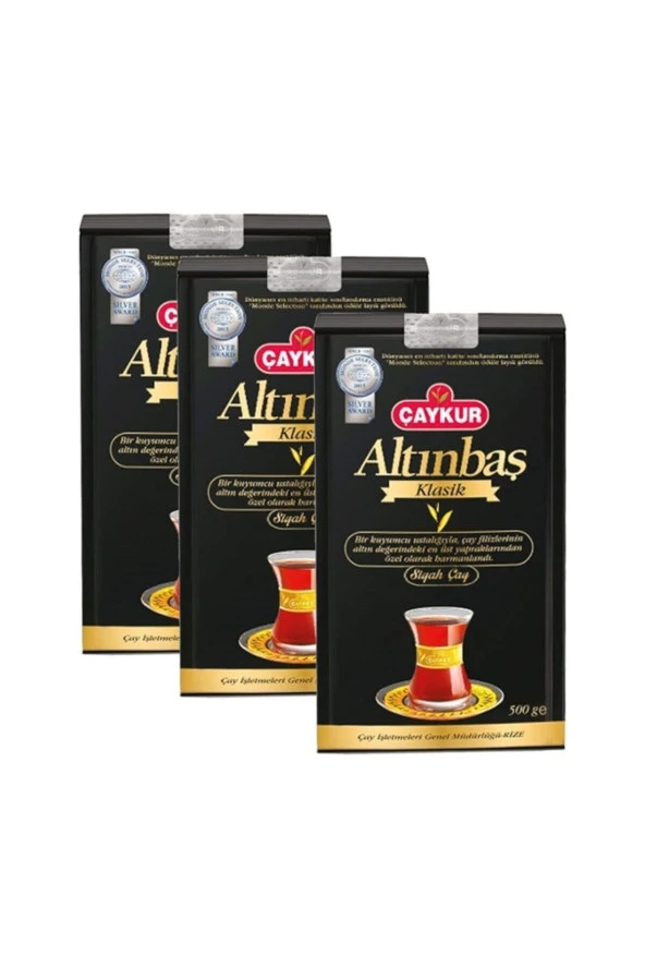 ÇAYKUR 3 Adet Altınbaş Klasik Doğal Siyah Dökme Çay 500 Gr ürün görseli 1