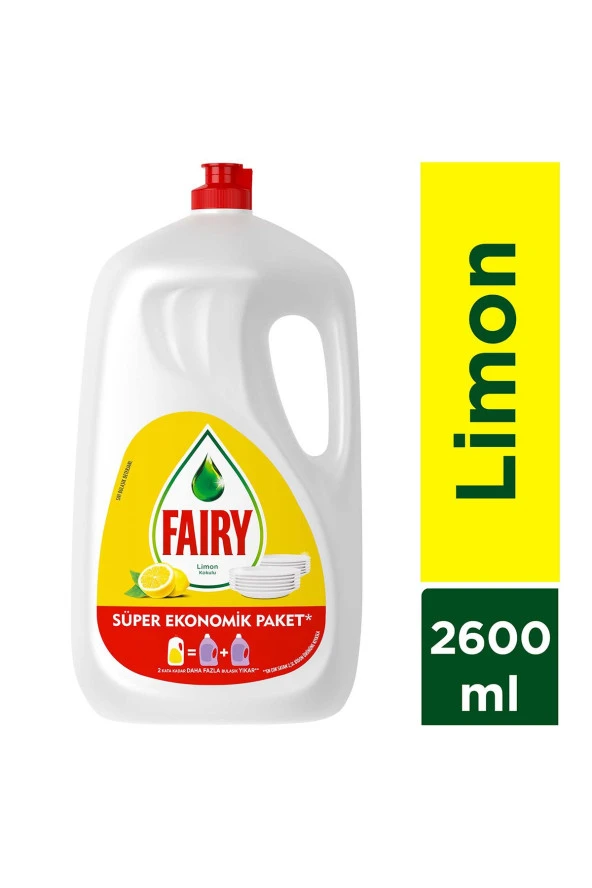 FAİRY Temiz & Ferah Sıvı Bulaşık Deterjanı 2600 Ml Limon Kokulu Süper Ekonomik Paket ürün görseli 1