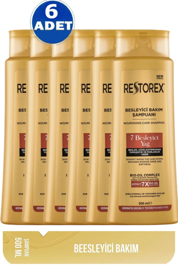 RESTOREX Bakım Şampuanı 7 Besleyici Yağ 500 Ml 6 Adet ürün görseli 1