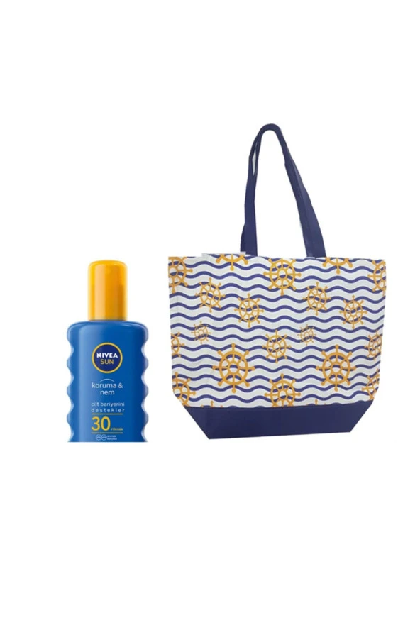 NIVEA Sun Koruma&Nem Nemlendirici Gkf 30 Güneş Spreyi 200 Ml + Plaj Çantası 32X45 Cm Hediye ürün görseli 1
