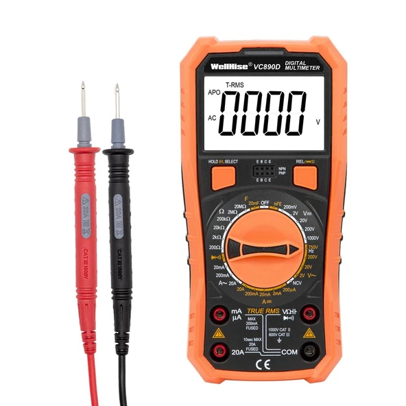 WellHise VC890D Ölçü Aleti Multimetre Avometre NVC Işıklı Ekran El Feneri True RMS ürün görseli 1